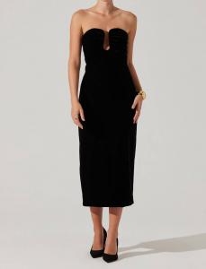 Платье Arista Sweetheart миди из бархата в черном цвете ASTR