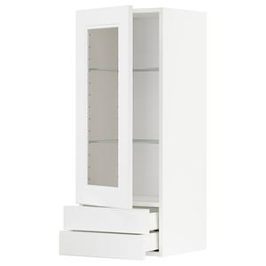Навесной шкаф со стеклянной дверью/2 ящиками, белый/Axstad матовый белый, 40x100 см, Metod / Maximera IKEA