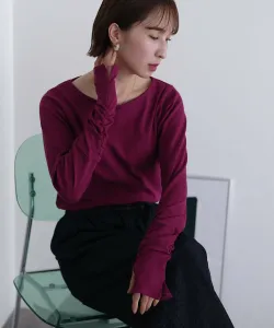 Футболка без пальцев с вырезом-лодочкой, сшитая из лоскутков, элегантный топ, блузка с длинным рукавом, рукав три четверти Pourvous, цвет Raspberry