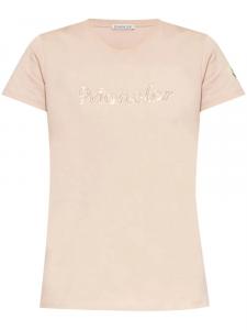 Футболка с логотипом Moncler из бисера, розовый