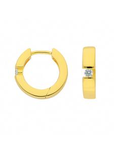 Adeliás Женские серьги-кольца из серебра 925 пробы с кубическим цирконием, диаметр 13,3 мм, с золотым покрытием