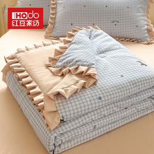 Red Bean Home Textiles Летнее одеяло из двойного слоя марли, комплект из 3 предметов (одеяло 180х220 см, 2 наволочки), мягкое, легкое, дышащее