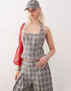COLLUSION сшитый на заказ топ в клетку с бретельками через шею в нескольких цветах