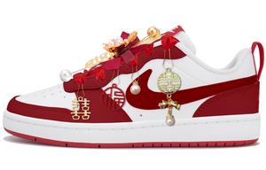 Nike Кроссовки для скейтбординга Court Borough 2 Low Top женские, белые, красные