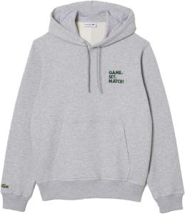 Lacoste мужской свитер Relaxed Fit с капюшоном и принтом на спине, Silver Grey Chine