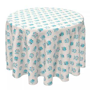 Круглая скатерть, 100% хлопок, 60 круглых дюймов, голубые совы