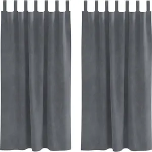 Плотные шторы на петлях, 2 шт., суперсветло-серый бархат - Шторы и шторы 4107294 vidaXL