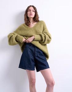 Короткие шорты Editor с необработанным краем цвета индиго Topshop