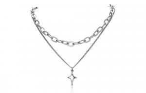 Титановая стальная цепь унисекс Zeroline, Four Stars Stacked On A Necklace