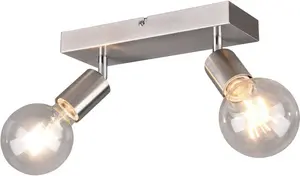 TRIO Leuchten Потолочный точечный светильник "VANNES", 2 лампочки, лампа E27 | без лампочек, лампы E27 свободно выбираются, вращаются и поворачиваются Высота: 12,5 см, цвет nickelfarben