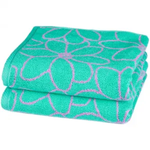 Полотенца ROSС Blütenfond из самой тонкой мако-хлопковой ткани Ross, Bleached Aqua-Mauve