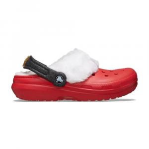 Детские сабо Crocs Classic Lined Santa 210932-6WE, красно-белые, повседневные, NIN272