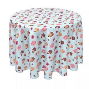 Круглая скатерть, 100% полиэстер, круглая 90 дюймов, винтажные кексы и горошки