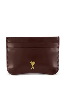 Кожаный картхолдер с логотипом в виде сердца Paris AMI Paris, коричневый