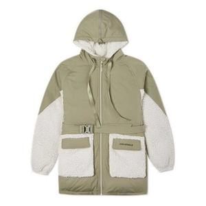 Куртка down jacket 'olive green white' Converse, зеленый