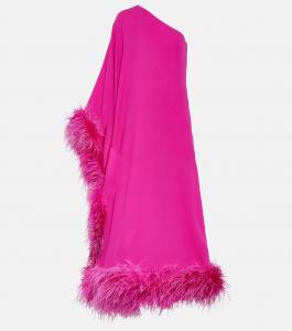 Шелковое платье cady couture с отделкой перьями Valentino, розовый