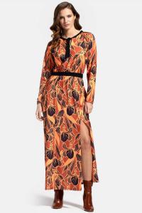 Платье макси с длинными рукавами и галстуком на шее Hot Squash, коричневый