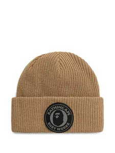 Шапка бини в рубчик с нашивкой-логотипом A BATHING APE, нейтральный