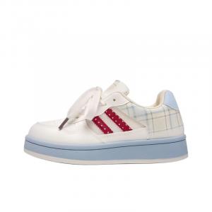 BINGO DUCK Скользоустойчивые и дышащие женские скейтерские кеды низкие White Blue, цвет White Blue