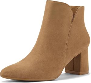 Женские ботильоны mysoft, невысокий каблук, удобные, с заостренным носком, V-образным вырезом, элегантные офисные ботильоны на молнии, Hellbraun