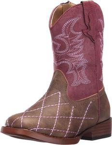 Детские сапоги ROPER для девочек с перекрестным срезом, округлый носок, вестерн-стиль, средняя голень - коричневые, красные