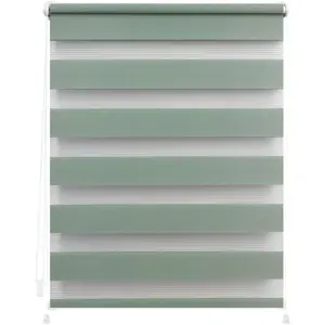 Двойной рулонный штора Duo Rollo Klemmfix, без сверления, натяжной полупрозрачная натяжная Простая установка с зажимом без сверления. Подходит для окон и дверей. Lichtblick Original, Salbei + weiß
