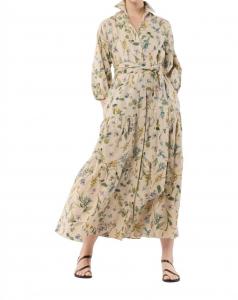 Платье-рубашка Isla Midi в цвете натуральный/мультиколор Ann Mashburn