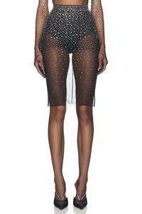 Юбка-миди из кристаллической сетки Alex Perry, черный