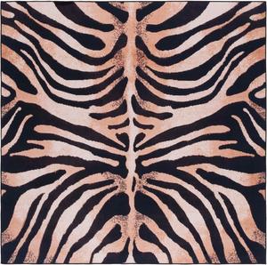 Ковер SAFAVIEH, 183 x 183 см, из коллекции Washable Rug Faux Hide, Light Orange & Black, противоскользящий, принт Tiger Print, идеально для гостиной, спальни, домашнего офиса, столовой (FAH547P)