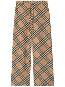 Burberry шелковые пижамные брюки в клетку Nova Check, нейтральный цвет