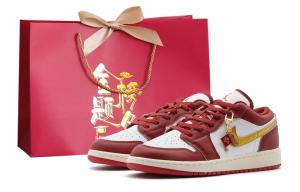 Jordan Баскетбольные кроссовки Air 1 с амортизацией, износостойкие, винтажные, низкие, унисекс, красные, белые