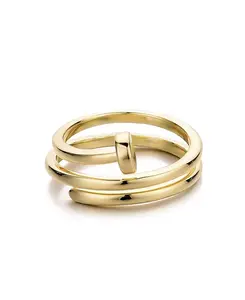 Золотое кольцо-гвоздь с двойным обертыванием Adornia, gold