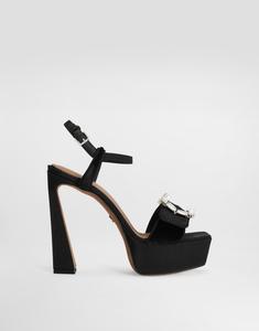 Бархатные босоножки на платформе с украшенной пряжкой DOLCE & GABBANA, черный