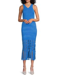 Платье миди без рукавов с бахромой в рубчик Rails, цвет Sapphire