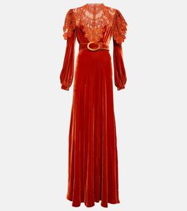 Бархатное платье COSTARELLOS, коричневый