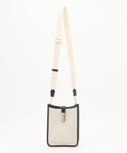Квадратная кожаная мини-сумка через плечо La Bagagerie, цвет Ivory