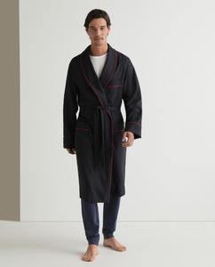 Однотонный мужской халат синего цвета Mirto, темно-синий