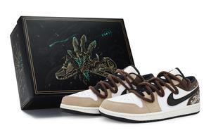 Jordan Винтажные баскетбольные кроссовки Air 1 женские низкие бело-коричневые, цвет Brown White