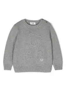 Свитер с вышитым логотипом Il Gufo, серый
