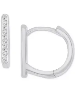 Маленькие серьги-кольца с вертикальным стержнем из кубического циркония, 0,51 дюйма Macy'S, silver