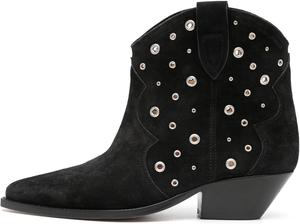 Женские замшевые ботильоны Arqa с заостренным носком, широким каблуком в стиле вестерн и металлическими люверсами, на шнуровке, модные ботинки, Black
