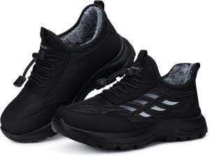 Женские зимние сапоги SHIBEVER: утепленные ботильоны с меховой подкладкой, комфортные, на липучке, водонепроницаемые, короткие уличные ботинки, 76-Black