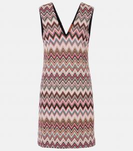 Мини-платье из ламе с зигзагообразным узором Missoni, Multicolor Red And White