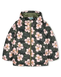 Детский пуховик с принтом, с капюшоном и застежкой-молнией Kenzo Kids, мультиколор