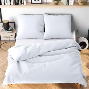 Комплект постельного белья из 2 предметов 155x200 см - гипоаллергенная микрофибра - Wolkenfeld - большой размер | в комплекте наволочки 80x80 | однотонный - белый