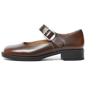 Туфли Мэри Джейн на блочном каблуке 3 см женские BELLE, Brown