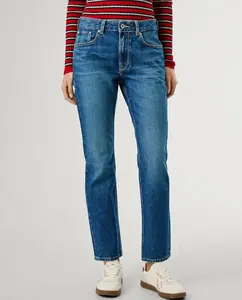 Прямые женские джинсы средней посадки с эффектом износа Pepe Jeans, синий