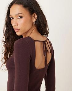 Тонкий трикотажный топ с завязками на спине ASOS DESIGN сливового цвета