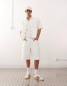 Мешковатые шорты из денима с табачной строчкой в ​​цвете кремовый Reclaimed Vintage