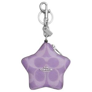 COACH Аксессуар для сумки в виде мини-брелока из покрытого холста, женский, фиолетовый